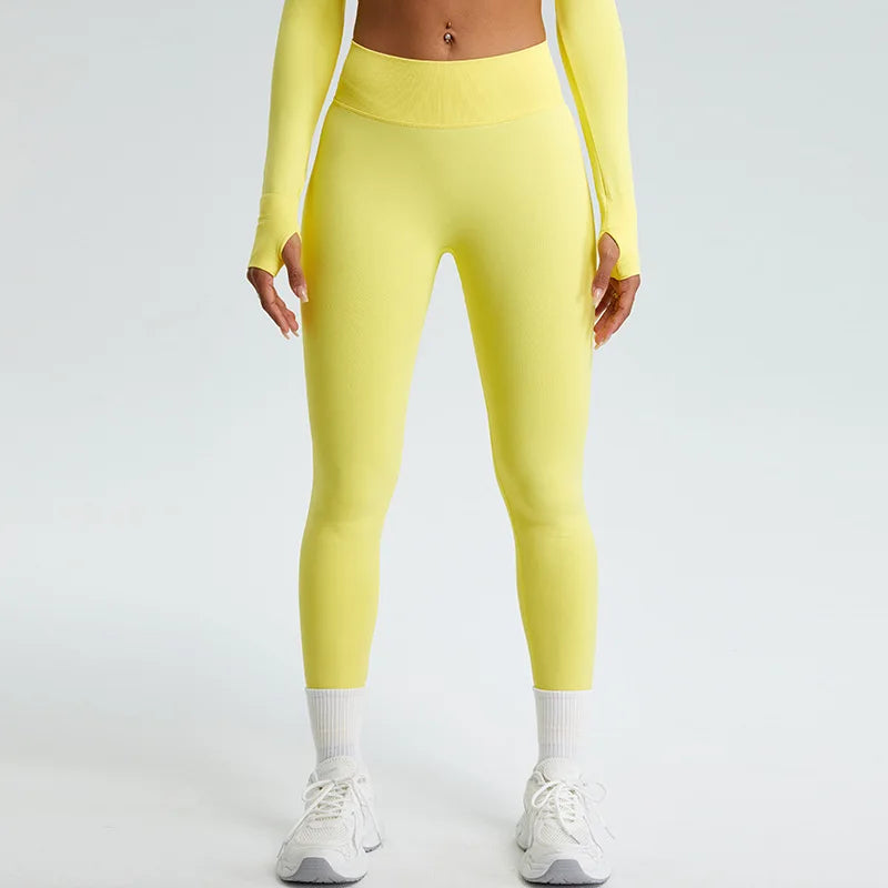 Women Yoga Pants High Waist Ribbed