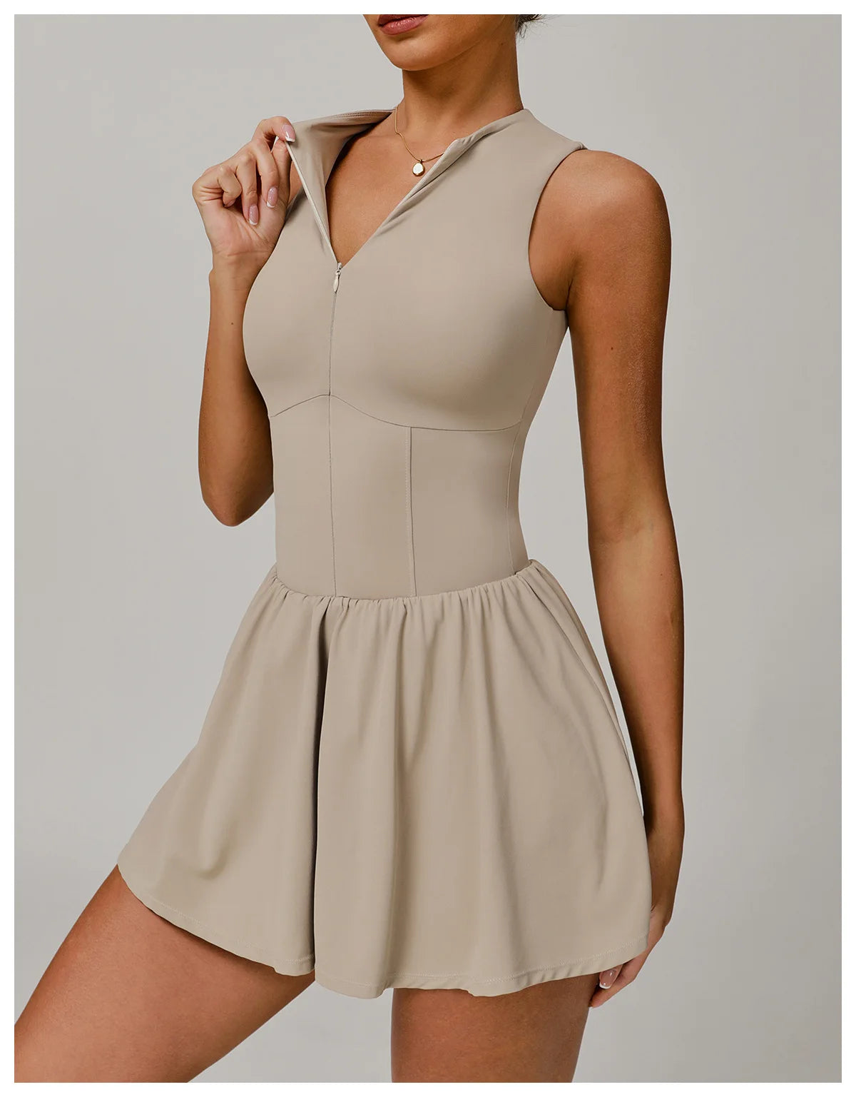 Zipper Sleeveless Women Yoga Skirt