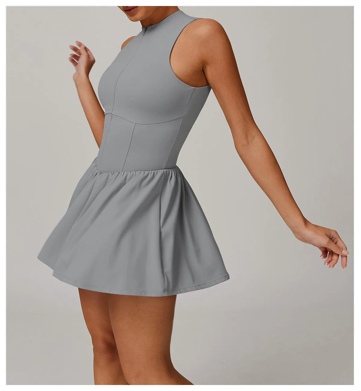 Zipper Sleeveless Women Yoga Skirt
