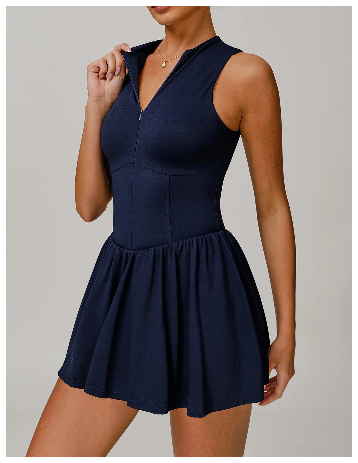 Zipper Sleeveless Women Yoga Skirt