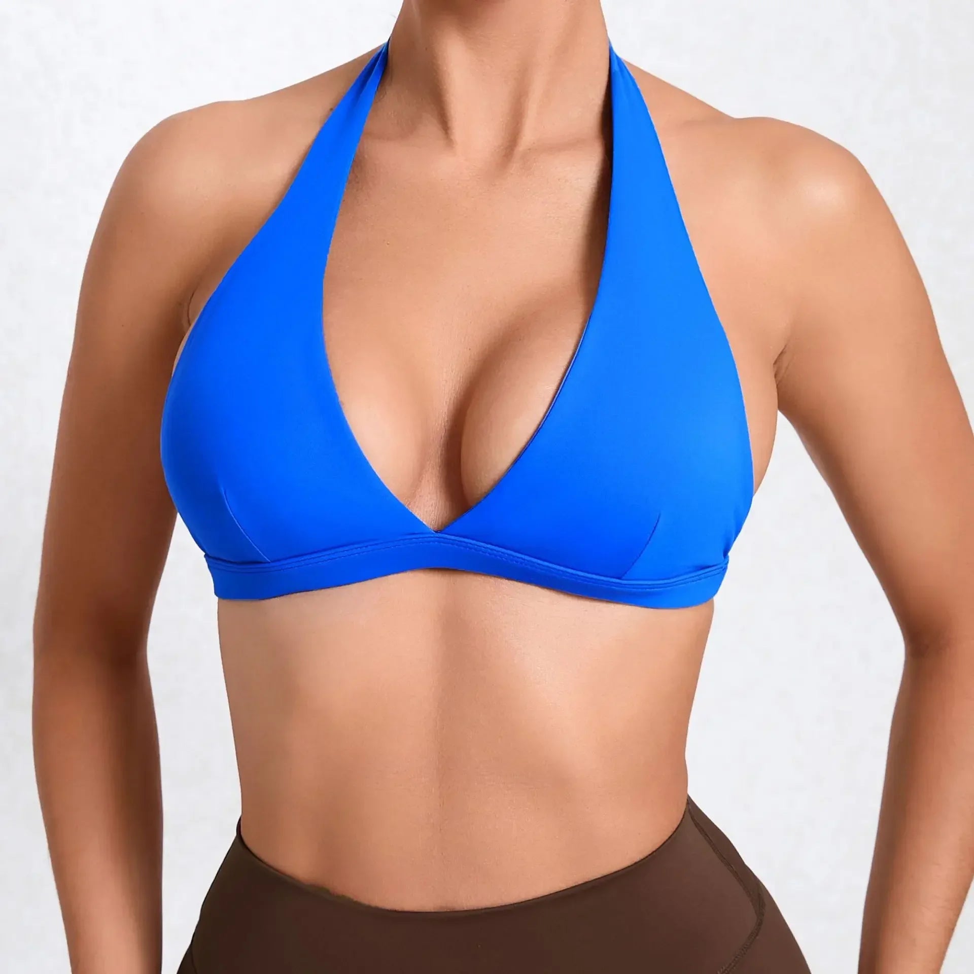 V-neck Sport Bra Women Halter Backless