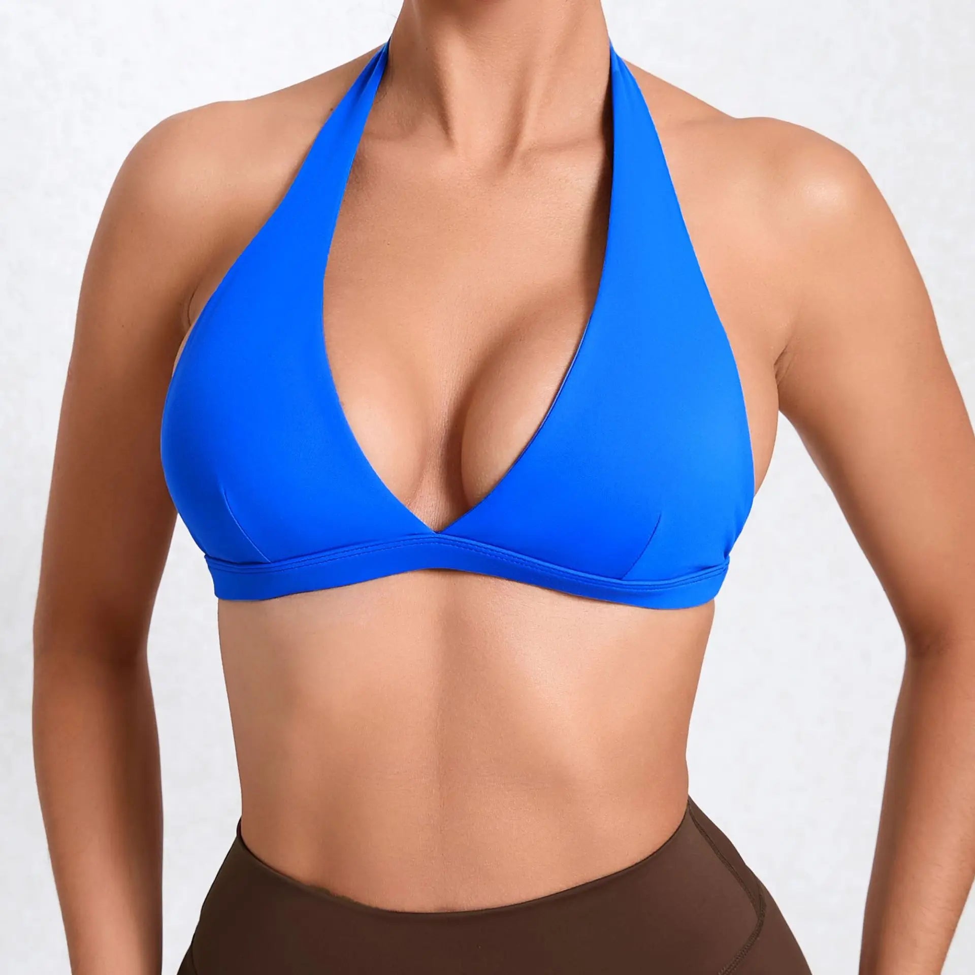 V-neck Sport Bra Women Halter Backless