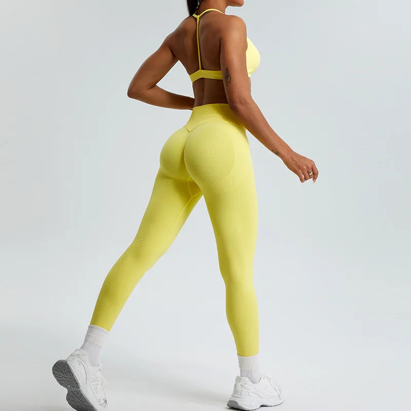 Women Yoga Pants High Waist Ribbed