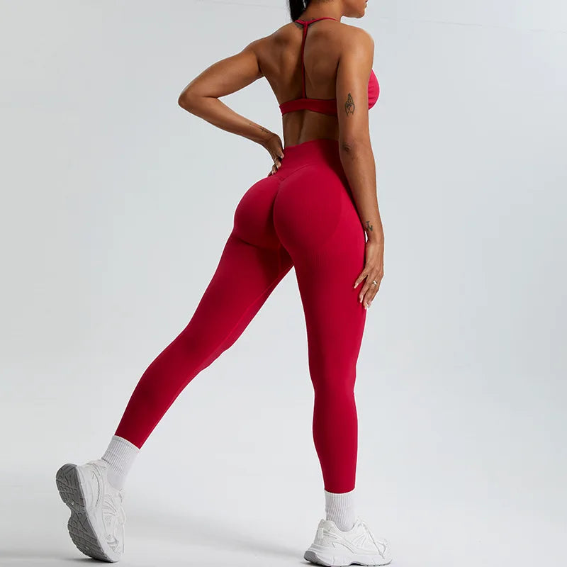 Women Yoga Pants High Waist Ribbed