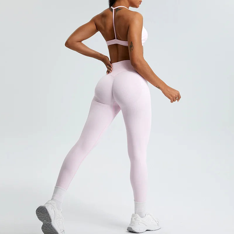Women Yoga Pants High Waist Ribbed